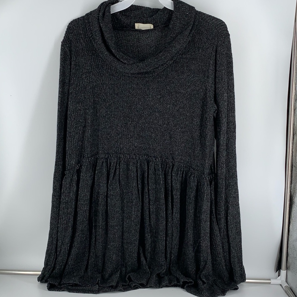 Super soft Cowl Neck Babydoll Tunic w Hacci- feel
